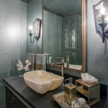 Powder Bath in Luxe Transitional Hi-Rise Residence
