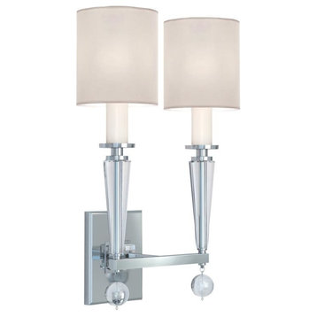 Paxton 2 Light Sconce in Polished Nickel with White Linen