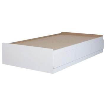 South Shore Fusion Twin Mates Bed, 39 With 3 Drawers, Pure White