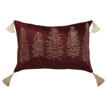 Safavieh Holiday Tree Pillow Maroon 24" X 16"