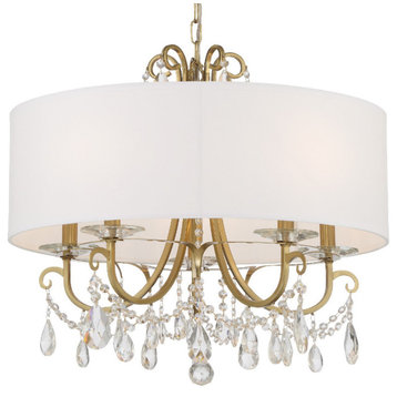 Othello 5-Light 21" Chandelier in Vibrant Gold with Hand Cut Crystal Crystals