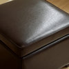 Baxton Studio Full Leather Small Storage Cube Ottoman, Dark Brown