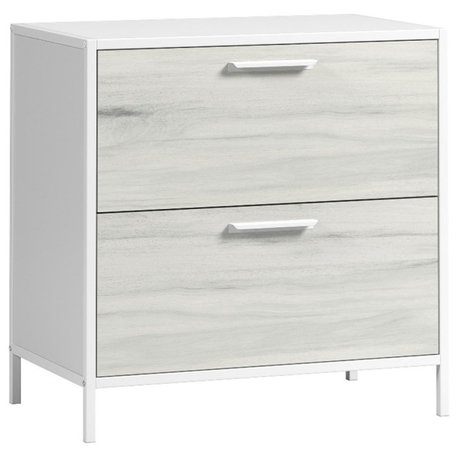 Boulevard Cafe Engineered Wood and Metal Lateral File in White/Haze