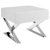 Sector Stainless Steel Nightstand, White