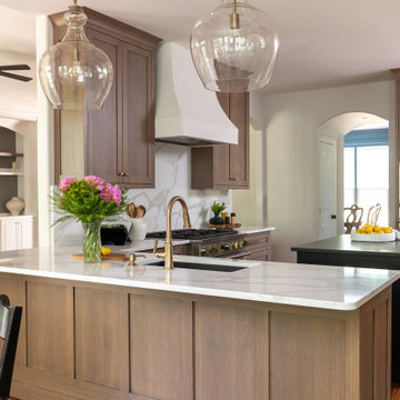 Raleigh NC Kitchen Remodel — Warm Transitional Kitchen with Custom Plaster Hood