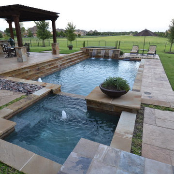Southlake Rustic Contemporary Pool and Spa