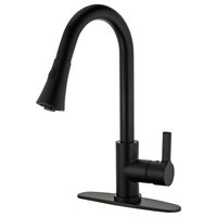 Gourmetier Continental Single-Handle Pull-Down Kitchen Faucet, Matte Black