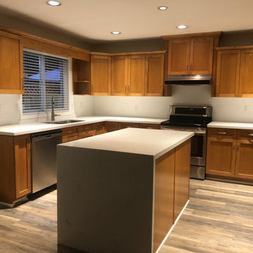 Kitchen Cabinet Refinishing - Before Photo