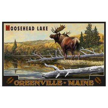 Paul A. Lanquist Moosehead Lake Greenville Maine Moose Art Print, 12"x18"
