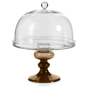Vellerti Glass Cake Stand, Taupe