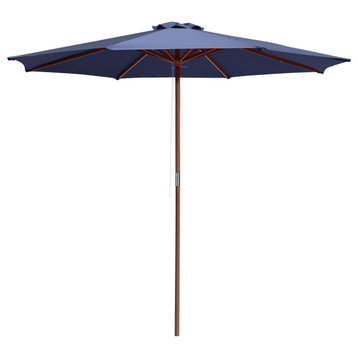 Yescom 9ft Wood Patio Umbrella Outdoor Table Umbrella 8 Ribs Non Faded Navy