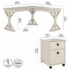 Pemberly Row 60W L Shaped Desk with Drawers in Linen White Oak - Engineered Wood