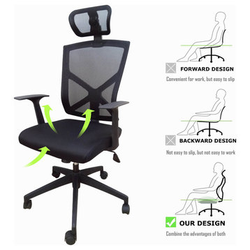 Designer Executive High Back Office Chair Mesh With Headrest Task Computer Desk