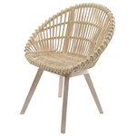 KAEMINGK - Rattan Tub Chair, Natural - This stylish rattan chair with mahogany legs is a versatile piece, suitable for use as a casual chair, kitchen dining chair or outdoor dining chair