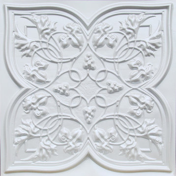 24"x24" D212 PVC White Pearl Faux Tin Ceiling Tiles, Glue up or Drop In