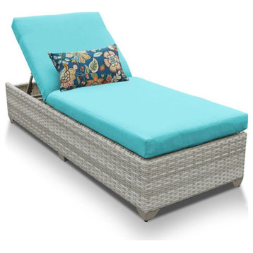 TK Classic Fairmont Wicker Patio Chaise Lounge in Turquoise