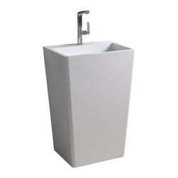 ADM Bathroom Design - ADM Rectangular Freestanding Pedestal Sink, White, 22" - Bathroom Sinks