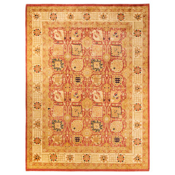 Eclectic, One-of-a-Kind Hand-Knotted Area Rug Orange, 9' 1" x 12' 1"
