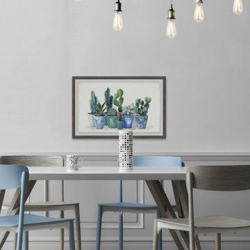 "Potted Cactus Bunch" Framed Painting Print