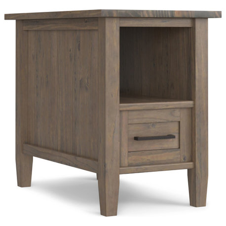 Ela SOLID WOOD Narrow End Table, Smoky Brown