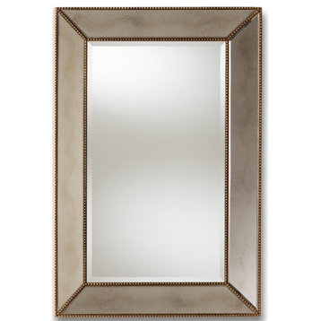 Bowery Hill Contemporary Decorative Wood Wall Mirror in Gold