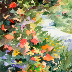 Path Monets Garden Watercolor Painting - Fine Art Prints