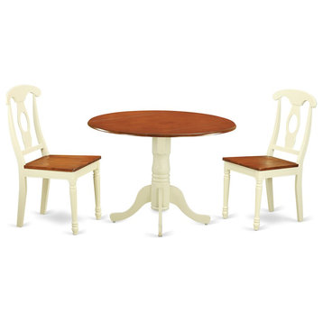 3-Piece Dining Set, Table and 2 Chairs, Buttermilk/Cherry