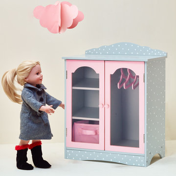 Olivia's Little World - 18 inch Doll Furniture - Fancy Wooden Closet