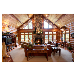 Half log siding with tongue and groove natural knotty pine paneling ...