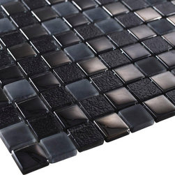 Glossy and Matte Black Raindrop Modern Square Glass Mosaic Tiles - Home Accessories & Decor