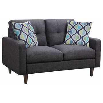 Coaster Watsonville Fabric Tufted Fabric Loveseat in Gray