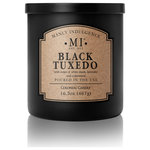 MVP Group International Inc. - Manly Indulgence Black Tuxedo Scented Jar Candle, Classic, 16.5 oz - Bold, masculine fragrance for the modern man.Black Tuxedo is the perfect date for a night in, with spicy clove softened by florals and vanilla.With a unique fragrance blend of clove, musk, and vanilla, this candle will fit your space as well as a perfectly tailored tuxedo. A refined, sleek aroma to elevate any evening.The Classic Collection by Manly Indulgence combines bold masculine fragrance with florals, herbs, and fruits to make a truly dynamic fragrance experience. Raw, fresh fragrance combines with playful personas to represent your own personal style. Classically styled matte black jars with black lids compliment these compelling fragrances.