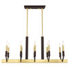 Livex Lighting Satin Brass & Bronze 10-Light Linear Chandelier