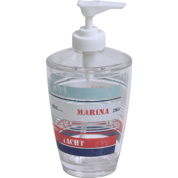Yacht Club Clear Acrylic Printed Bath Soap and Lotion Dispenser