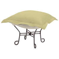 Sterling Willow Scroll Puff Ottoman, Titanium Frame