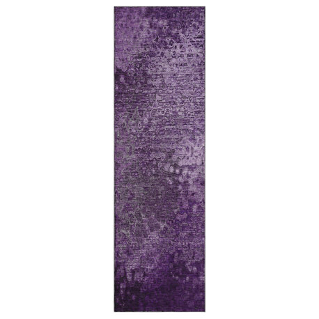 Premium Machine Washable Mayfield AMF565 Purple 2'3" x 7'6" Runner Rug