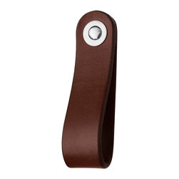 Walnut Studiolo - Leather Drawer Pull, The Hawthorne, Dark Brown, Wide, Nickel - Cabinet And Drawer Handle Pulls