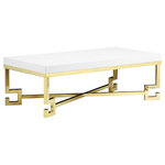 Pangea Home - Pangea Home Sophia Stainless Steel Coffee Table in White Lacquer & Gold - This coffee table is a stunning piece with a beautiful design that will quickly become the centerpiece of any space. Its high gloss top and polished gold legs combine to create a beautiful aesthetic that will elevate any decor.