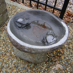 2 Frog Natural Stone Birdbath - Bird Baths