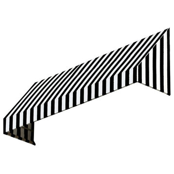 Awntech 5' New Yorker Acrylic Fabric Fixed Awning, Black/White Stripe