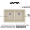 Karran 32" Undermount Double Equal Bowl Quartz Kitchen Sink, Bisque