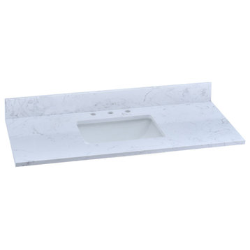 Engineered Stone Composite Vanity Top with White Single Sink, 48"x 22"