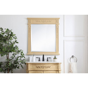 Elegant VM13236LT Wood Frame Mirror 32"X36", Light Antique Beige