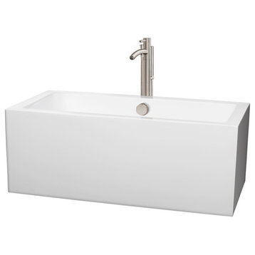 Freestanding Bathtub, White, 60", With Faucet