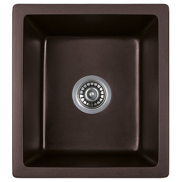 Titan Quartz Undermount 18 in. Single Bowl Kitchen Sink with Strainer, Chocolate