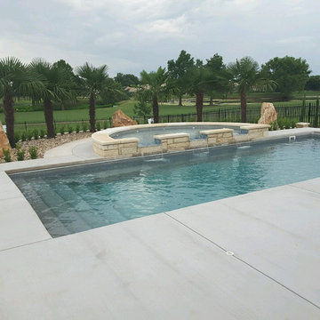 Claremount Fiberglass Pool with Semicircle Spillover Spa