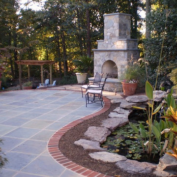 Outdoor Stone Fireplace w arched opening