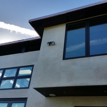 sectional 4x5 Box Gutters, 16 ounce Copper, Modern Home in Manhattan Beach, CA.