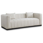 Meridian Furniture - Lucia Beige Linen Textured Fabric Chair, Beige, Sofa - Succumb to the welcoming comfort of this Lucia textured linen fabric living room sofa. This oversized sofa offers you the room you need to cozy up with a book or a cup of hot tea. Its rich beige linen textured fabric feels soft and inviting against the skin, and the plump back cushion adds to its relaxing feel against your body. Deep channel tufting keeps the sofa's fill intact, and it rests on a contrasting black solid wood base for resilient support.