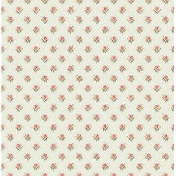 Posy Ogee Wallpaper in Classic Rose FL91602 from Wallquest